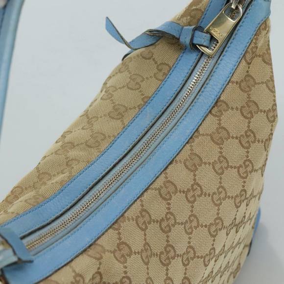 GUCCI GG Canvas Shoulder Bag 2way Navy Gold Light blue 326514 Auth 111050 - Picture 6 of 16